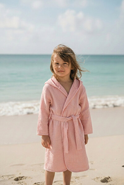 Tuğba Kuğu 4 Kat Müslin Bornoz - Policolor Serisi - Bow