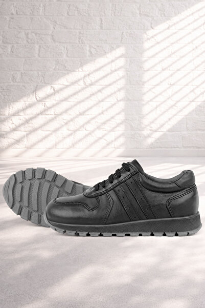 Rakerplus Μαύρα παιδικά αθλητικά παπούτσια από γνήσιο δέρμα