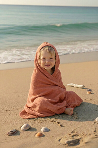 Tuğba Kuğu منشفة بغطاء رأس موسلين 4 طبقات - سلسلة متعددة الألوان - نقطة