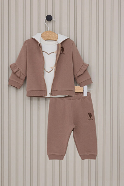 U.S. Polo Assn. US POLO KIZ BEBEK 3LU TAKIM - VİZON