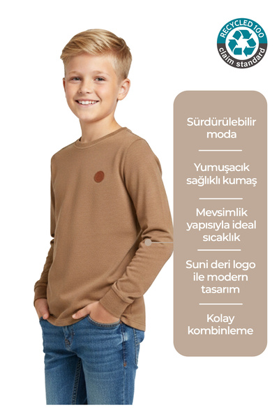 Ozmoz By Mukadder Özden Boy Recycle Cotton Long Sleeve Terrosso T-shirt