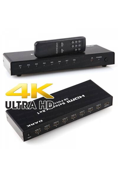 Dark Marka: Full Hd 8 Giriş 1 Çıkışlı Uzaktan Kumandalı Hdmı Switch (seçici) Kategori: DK HD SW8X1
