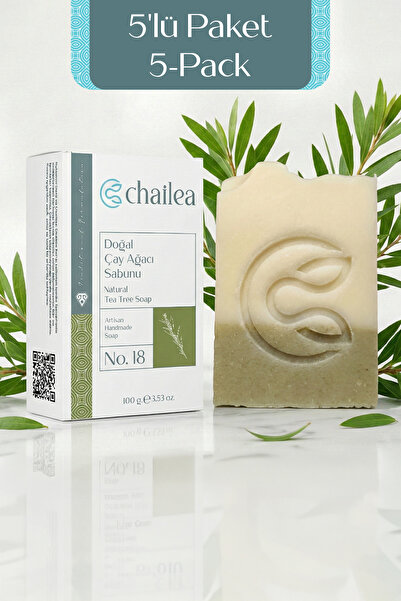 Chailea Doğal Çay Ağacı Sabunu 5'li Set — Yağlı ve Karma Cilt, Soğuk Yöntem, ...
