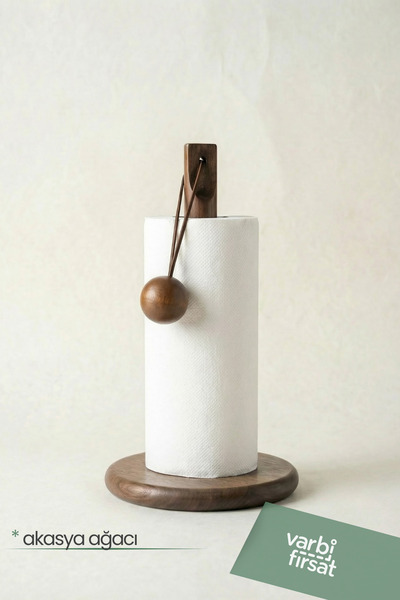 Varbifırsat Suport pentru prosoape de hârtie din lemn de salcâm Suport vertic...