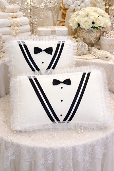 DİLEX Beyaz Damat Figürlü 2 Parça Damat Bohçası Çeyizlik Damat Hurcu Set