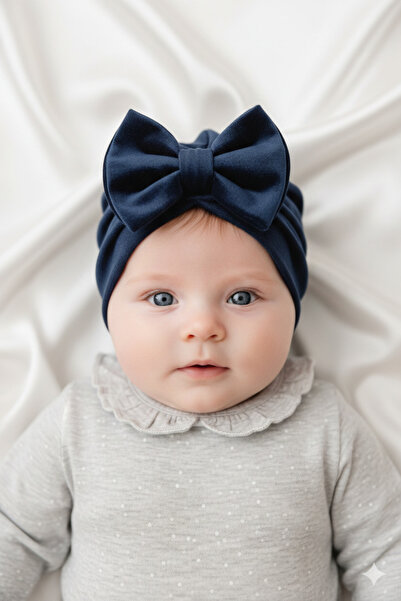 PETEK AKSESUAR بونيه أطفال من المخمل الفرنسي باللون الأسود بطبقة مزدوجة