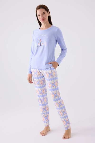 Arnetta Set de pijamale mov cu mânecă lungă pentru femei