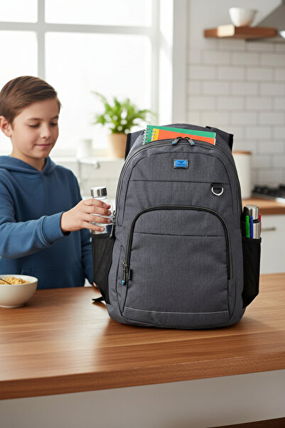 Relaxion 2226 Gri Su Geçirmez Astarlı Kumaş Sırt Çantası