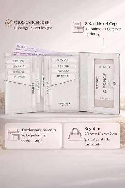 Troiswall Hakiki Deri Kadın Cüzdanı White Beyaz Floter