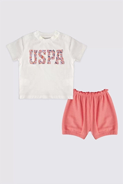 U.S. Polo Assn. يو اس بولو اسنطقم تي شيرت بأكمام قصيرة للفتيات الصغيرات مكون ...