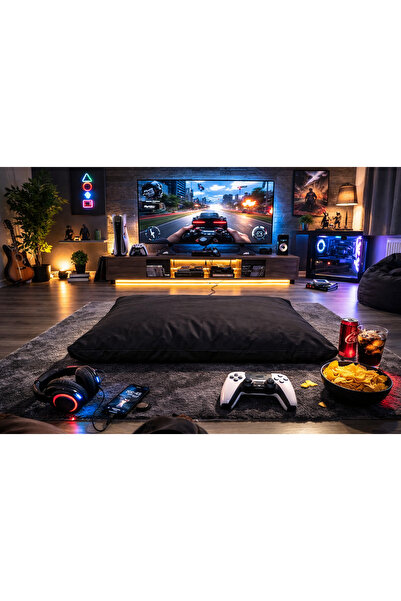 PUFBU Gamer Yer Minderi TV Karşısı Oyun Minderi Duvara Yaslanmalı Büyük Boy R...