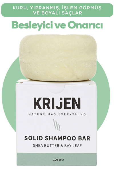 Krijen Shea Butter & Defne Katı Şampuan 100 gr | Yoğun Nem & Derin Bakım