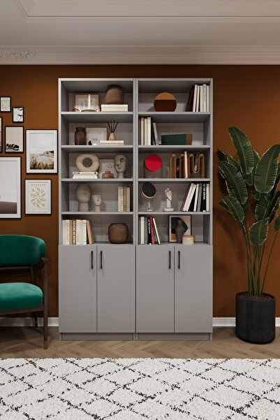 asratrend Asra Trend MDF Kül Gri Kapaklı Kitaplık – Ayarlanabilir Raf,Ev & Of...