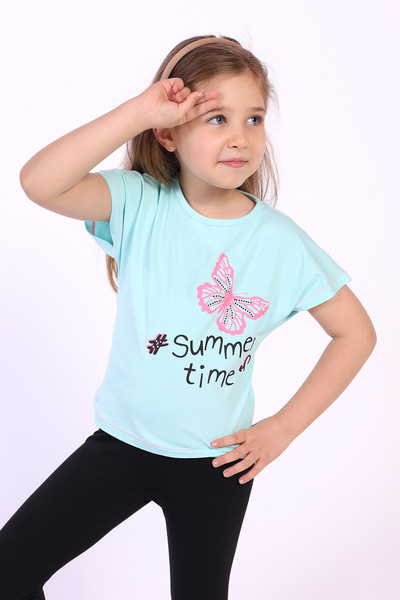 Toontoy Tricou cu mânecă scurtă pentru fete cu imprimeu guler rotund