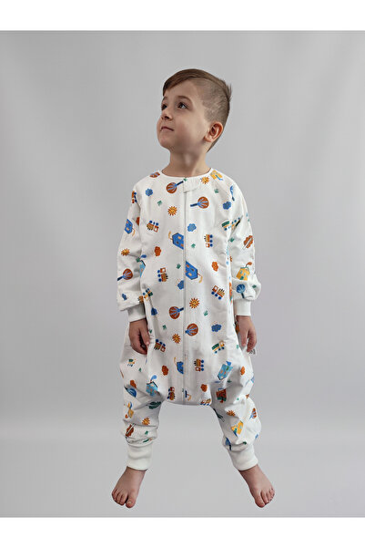 RUKİYE YAVUZ Pamuk Pazen Kollu Kışlık Erkek Bebek Çocuk Uyku Tulumu %100 Pamu...