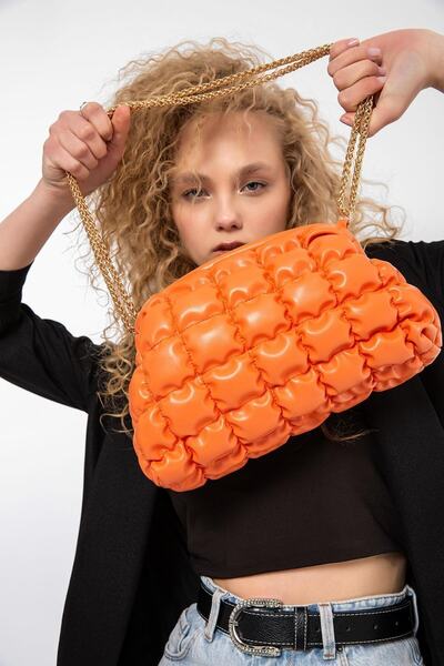 Saria Moda Geantă galbenă pentru femei Scholarship brodate - Detaliu cu șnur