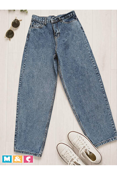 MÇ FAMİLY STORe بنطلون جينز نسائي واسع بخصر عالٍ بتصميم عصري كلاسيكي من قماش ...