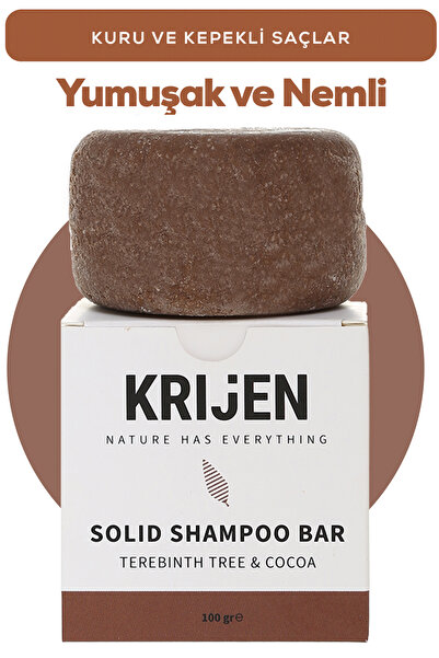 Krijen Kakao & Bıttım(MENENGİÇ) Katı Şampuan 100gr | SLES, Boya Içermez | Vegan