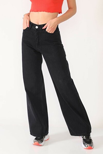 DRC trend Crne Sa likrom Super Visok struk traperice širokih nogavica Palazzo...