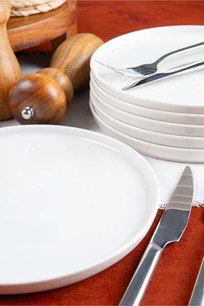 Heda Porselen 6'lı Venüs 20 cm Porselen Pasta ve Tatlı Tabağı Seti - Zarif ve...