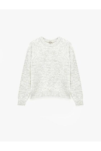 Koton Základní pletený svetr s dlouhým rukávem a výstřihem