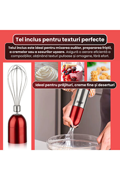 RAPAZ TREND RPZ Blender portabil 4-în-1 RAF R.296, 600W, 600ml, Roșu-Argintiu