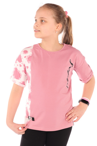 Toontoy Tricou cu mânecă scurtă pentru fete cu imprimeu guler rotund