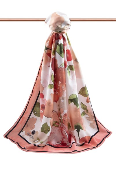 Vissona Luxury Medina Silk Flower Patterned Beige - Pomegranate Flower Colore...