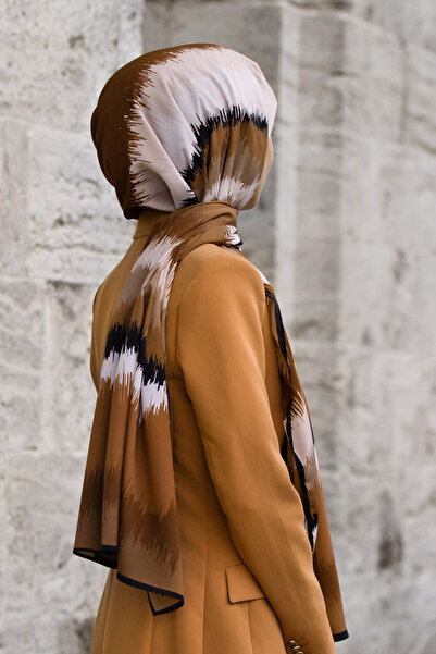 Vissona LÜKS MEDİNE İPEĞİ FREKANS DESENLİ BEJ RENKLİ 75X195 KIRIŞMAZ ŞAL MOSS...