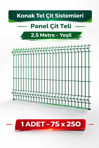 Konak Tel Çit Aksaray 1 Adet Bahçe Panel Çim Çiti Teli 75x250 cm 4.mm Tel Kal...