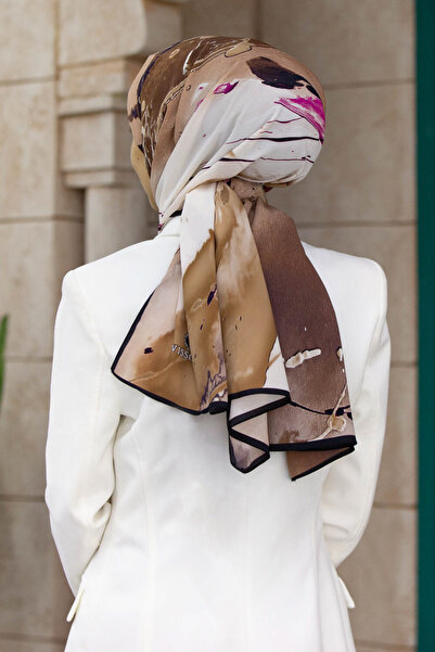 Vissona فاخر Medina - قهوة حليب بنمط التعادل صبغ، لون البرقوق 75x195 شال غير ...