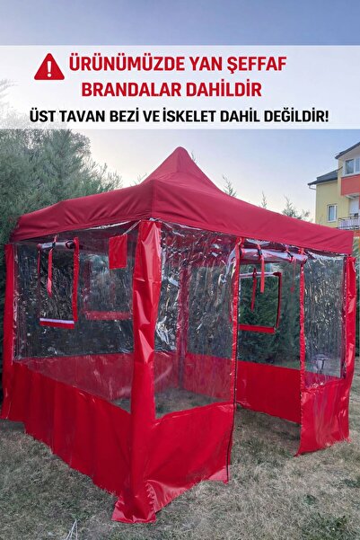 Kamelya 3x3 gazebo çadır yan şeffaf brandaları