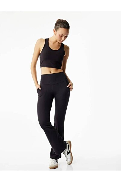Koton Leggings sport cu talie înaltă, slim fit, cu buzunar, cu picior evazat ...