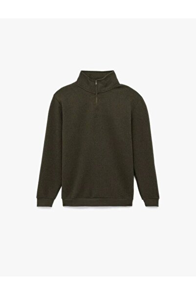 Koton سويت شيرت منقوش بأكمام طويلة وسحاب نصفي