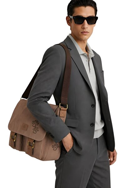 QUB CLUB Waterproof Canvas - Coffee Color Pawed Business School Laptop Bag