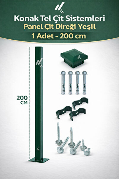 Konak Tel Çit Aksaray 1 Adet Yeşil Bahçe Panel Çim Çiti Direği 200 cm Aksesua...