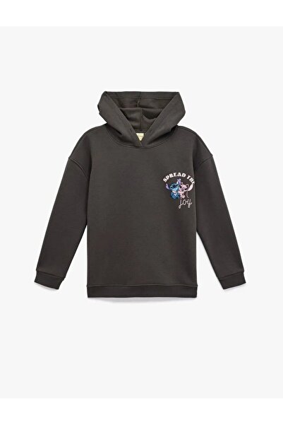 Koton مبطن بالصوف سويت شيرت مطبوع بأكمام طويلة مرخص من شركة ستيتش بغطاء رأس ق...