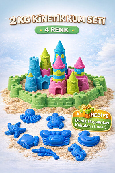 HEROES 4 Farklı Renk Kinetik Kum 2 Kg - Akışkan Eğitici Kinetik Oyun Kumu - 8...