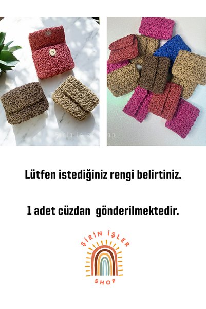ŞİRİN İŞLER SHOP Mini Wallet / Knitted Wallet / Hand-Knitted Wallet / Straw Wallet / Crochet Wallet / Cute Wallet Paper Thread