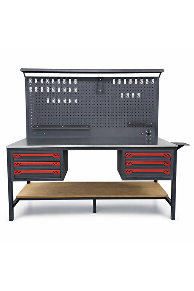 TAKPOWER 2 Metre Takım Tezgahı 6 Çekmeceli Antrasit