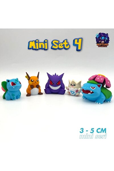 Neptune Pokemon Mini Figür Seti 4 (Gengar, Togepi, Raichu, Venusaur, Ivysaur)