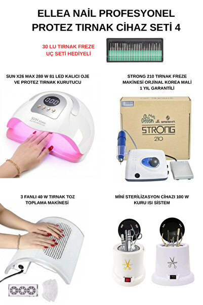 Strong Protez Tırnak Cihaz Seti 210 & Tırnak Toz Toplama & x26 Max UV 81 LED ...