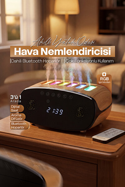 EN SİGA Speaker Özellikli Bluetooth Işıklı Hava Nemlendirici Aroma Difüzör Ha...