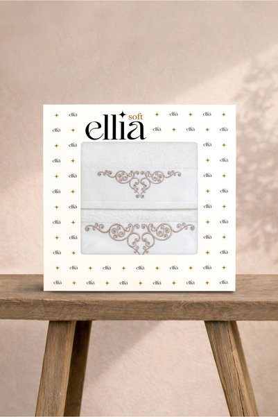 Ellia Soft Christina 3 Piece Towel Set 100% Cotton Boxed Turkish Bath Set Dowry Set Luxury Bath Towels