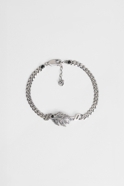 So CHIC... Yaprak Figürlü Taş Detaylı Gümüş Erkek Bileklik