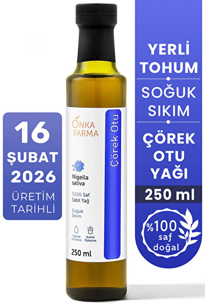 OnkaFarma Onka Farma Soğuk Sıkım Çörek Otu Yağı 250 ml %100 Doğal %100 Saf Ye...