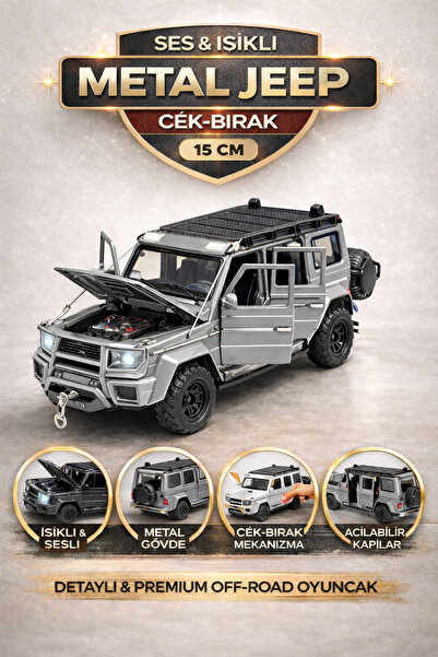 YILDIRIM OYUNCAK Çek Bırak Işıklı Ve Sesli Off Road G Kasa Jeep 15 cm Çekme H...