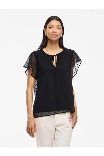 VILA Oberteil mit kurzen Ärmeln Gepunktetes