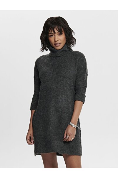 ONLY Dunkelgraues Langarm-Rollkragenkleid für Damen 15140166 ONLJANA