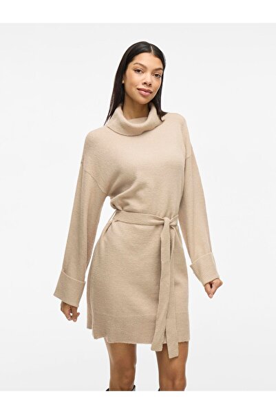 VILA Pletené šaty s páskem v pase